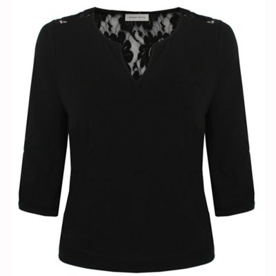 Black Lace Patch Top