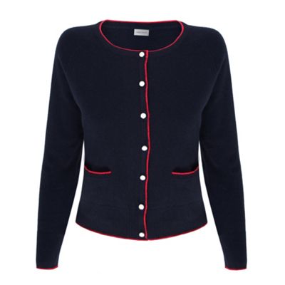 Blue Tipped Round Neck Cardigan