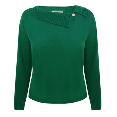 Green Keyhole Bardot Neck Jumper