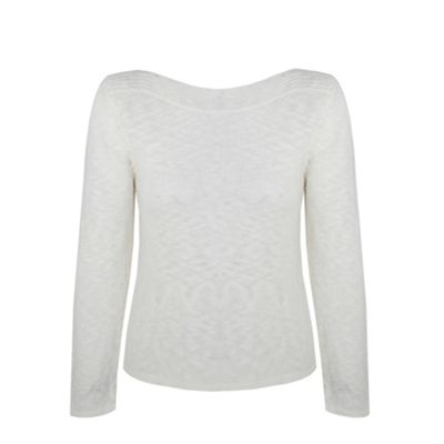 Ivory Slub Slash Neck Jumper