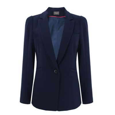 Navy Double Crepe Shoulder Jacket