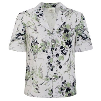 Eastex Short Sleeve Bloom Print Button Through Blouse