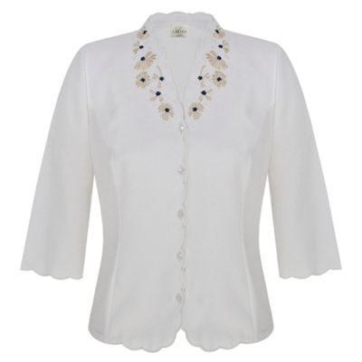 Eastex 3/4 Sleeve Embroidered Blouse