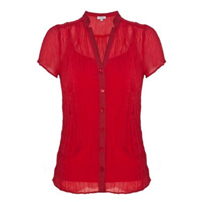 Kaliko Bright Red Plain Crinkle Blouse.