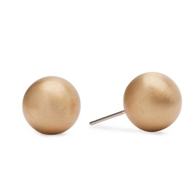 Brushed Gold Ball Stud Earring