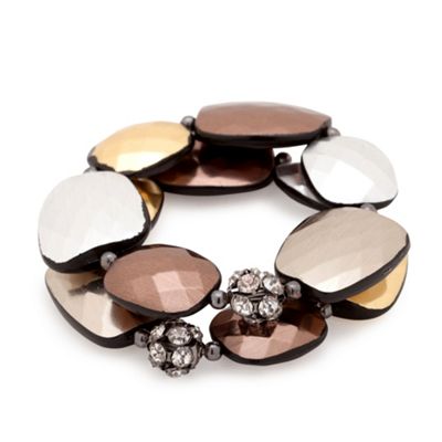 Metallic multi plate double row stretch bracelet