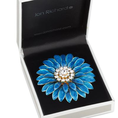 Jon Richard - Green enamel layered flower brooch