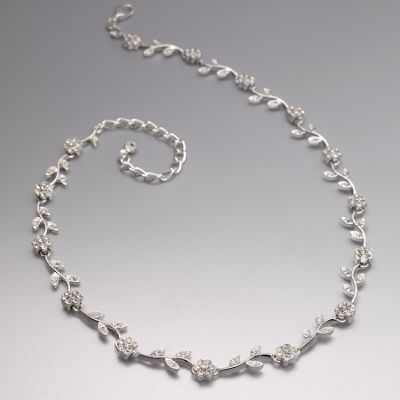Vine crystal flower necklace