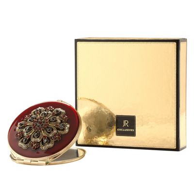 Crystal Embellished Red Compact Mirror