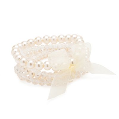 Pearl bracelet set with ribbon
