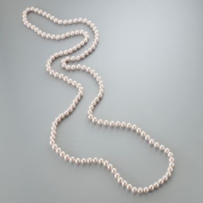 Pink pearl rope necklace