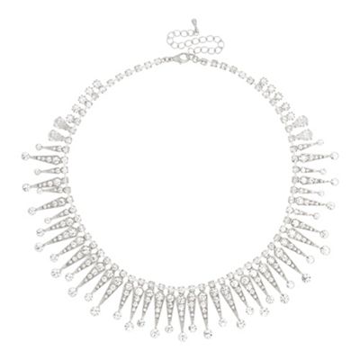 Pave crystal spike drop collar necklace