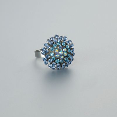 AB and Blue Crystal Cluster Cocktail Ring