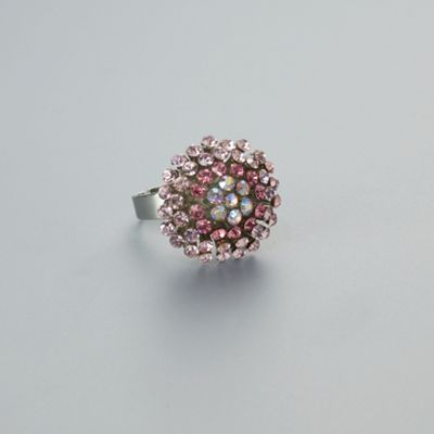 AB and Pink Crystal Cluster Cocktail Ring