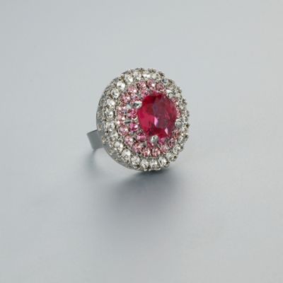 Pink Crystal Round Fancy Cocktail Ring