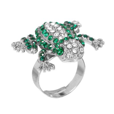 Crystal Moveable Frog Cocktail Ring