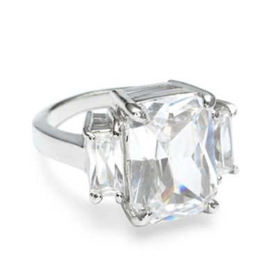 Large rectangular triple crystal stone ring