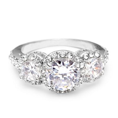 Triple circular crystal stone set ring