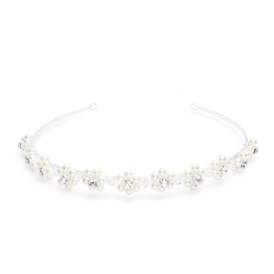 Crystal encased pearl flower headband