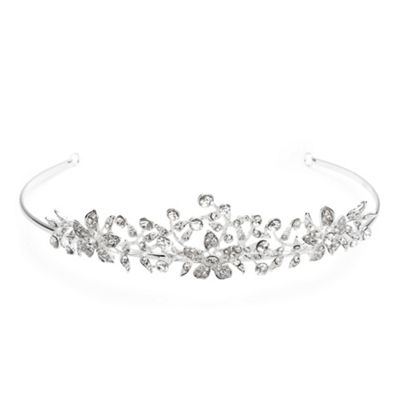Crystal flower and leaf trail tiara