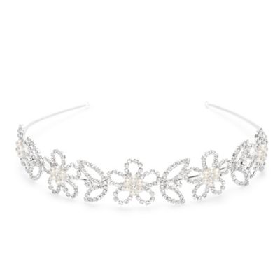 Pearl daisy and diamante flower wide headband