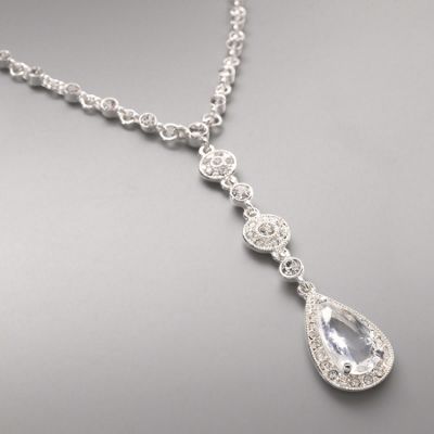 Josephine crystal round and teardrop Y necklace