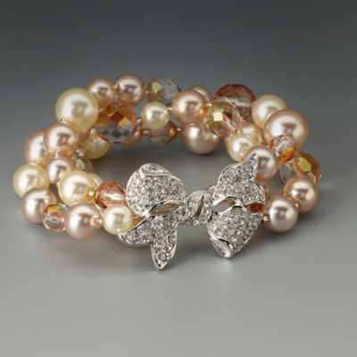 Crystal Bow Stretch Pearl Bracelet
