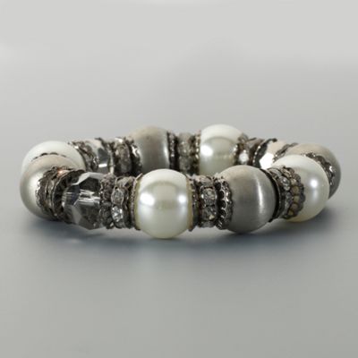 Pearl And Brushed Metal Bracelet