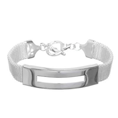 Silver Rectangle And Mesh Bracelet