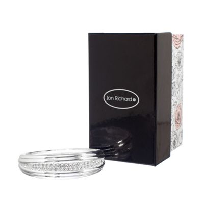 Crystal And Ridge Edge Bangle