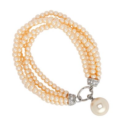 Multi row mini cream pearl stretch drop bracelet