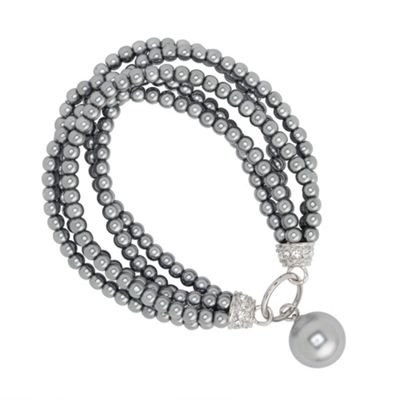 Multi row mini grey pearl stretch drop bracelet