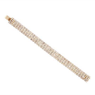 Diamante crystal four row gold bracelet