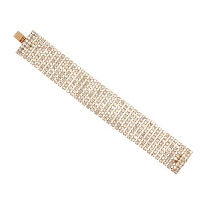 Diamante crystal eight row gold bracelet