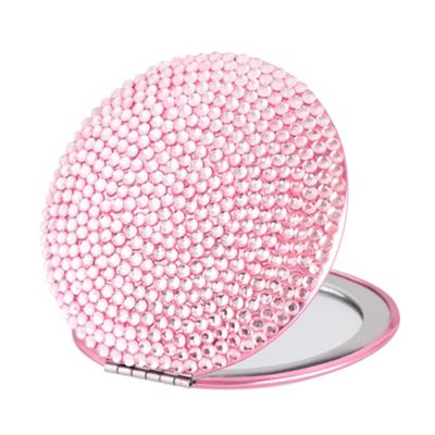 Pink Crystal Compact Mirror