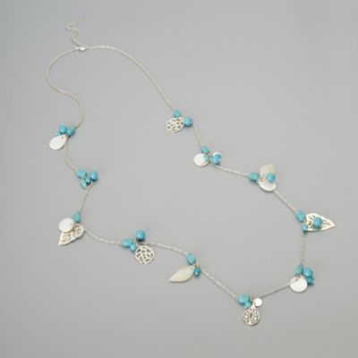 Flower And Leaf Charm Long Necklace