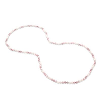 Tonal pink pearl long rope necklace