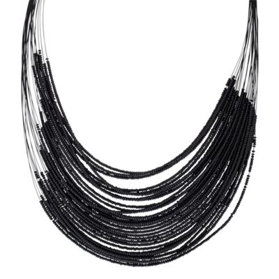 Black seed bead multi row necklace