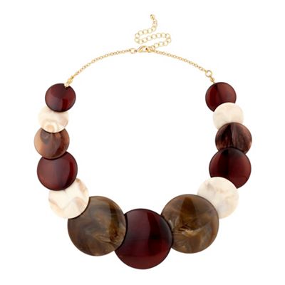 Graduated tonal brown multi disc necklace