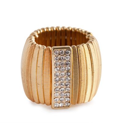 Gold Crystal Centre Stretch Ring