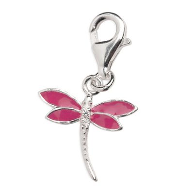 Simply Silver Sterling Silver Pink Dragonfly Charm