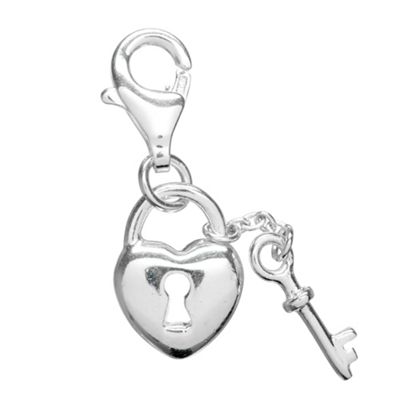 Simply Silver Sterling Silver Padock and Key Charm