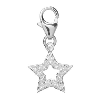 Simply Silver Sterling Silver Cubic Zirconia Open Star Charm