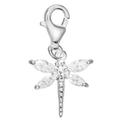 Sterling Silver Cubic Zirconia Dragonfly Charm