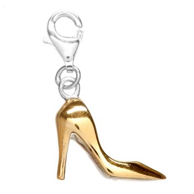 Simply Silver Sterling Silver Gold Shoe Charm