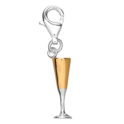 Simply Silver Sterling Silver Gold Champagne Flute Charm
