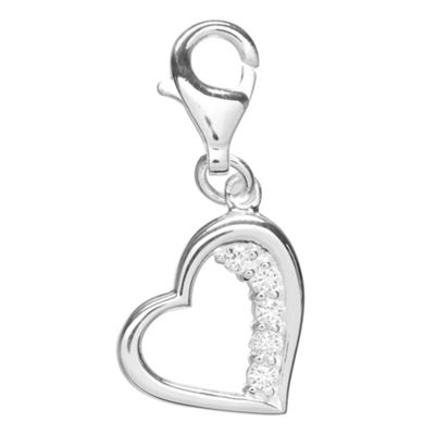 Simply Silver Sterling Silver Open Cubic Zirconia Heart Charm
