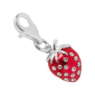Simply Silver Sterling Silver Red Strawberry Charm