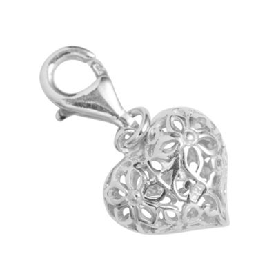 Simply Silver Sterling Silver Filigree Heart Charm