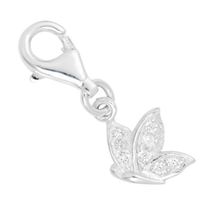 Vintage crystal butterfly sterling silver charm